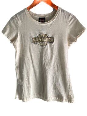 Harley Davidson Motorcycles Womens Annapolis MD SS Tee T-shirt Trade Mark (L)